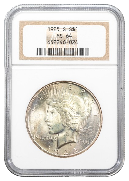 1925-S Peace $1 NGC MS64