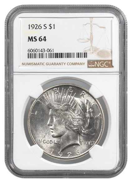 1926-S Peace $1 NGC MS64