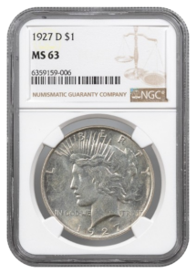 1927-D Peace $1 NGC MS63