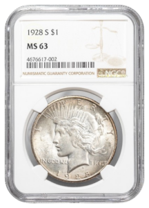 1928-S Peace $1 NGC MS63