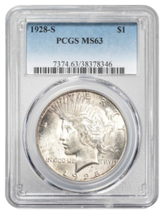 1928-S Peace $1 PCGS MS63