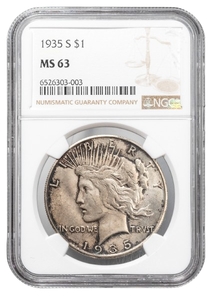 1935-S Peace $1 NGC MS63