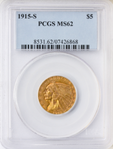 1915-S $5 Indian PCGS MS62