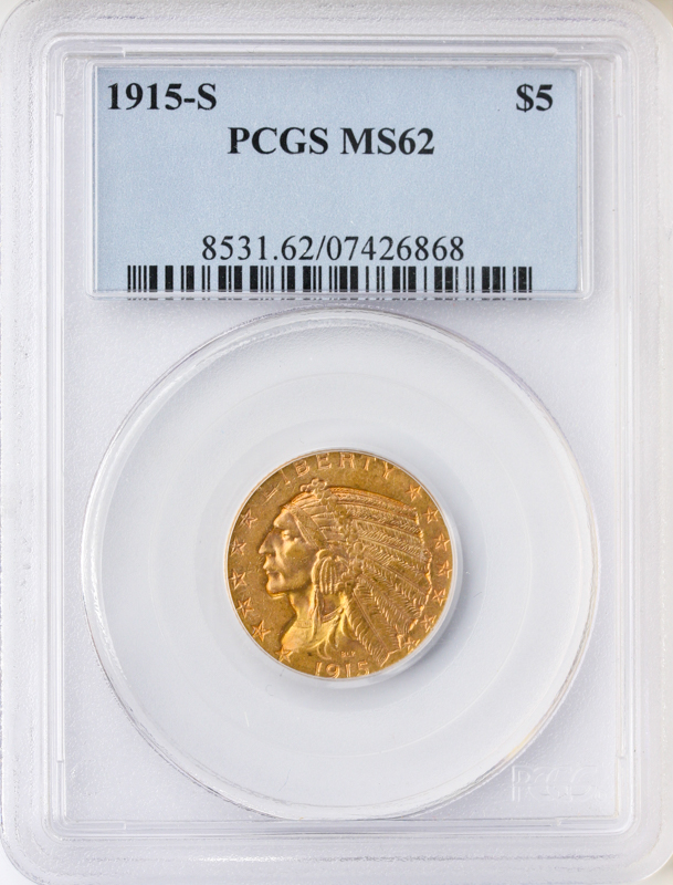 $5 INDIAN 1915-S PCGS
