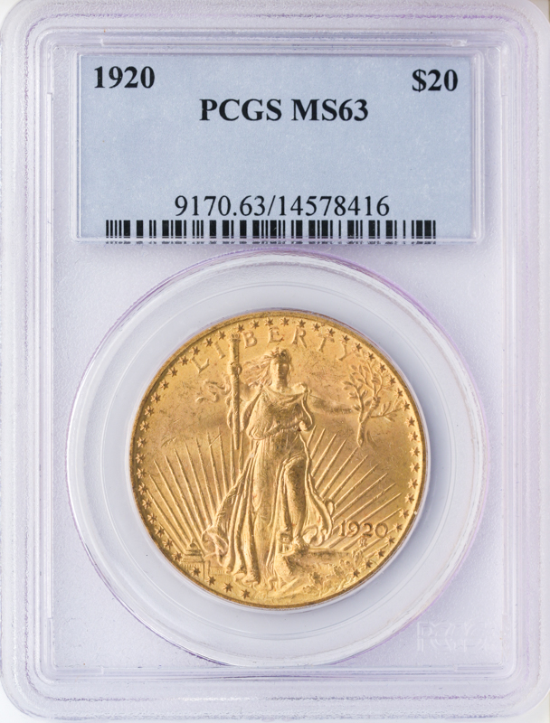 1920 $20 Saint Gaudens PCGS MS63