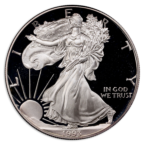 1993-P 1 oz Silver Eagle NGC PR70 Ultra Cameo