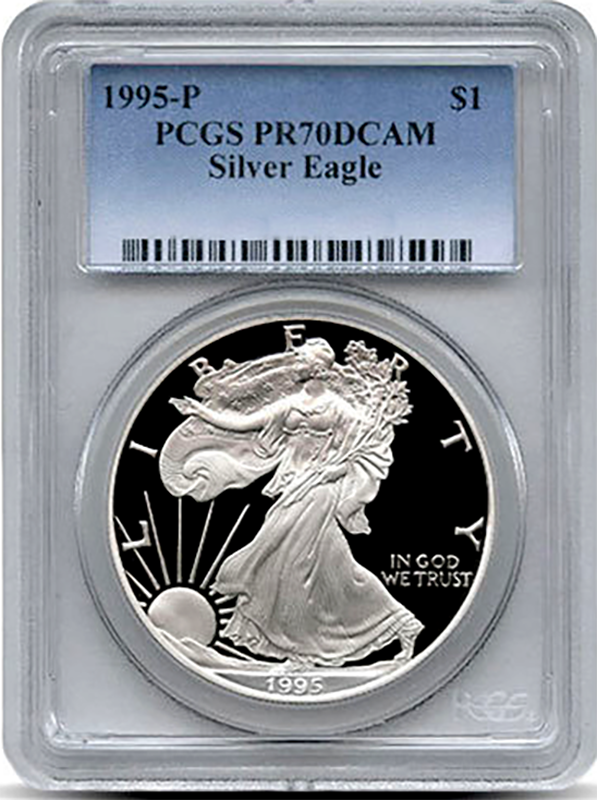 1995-P 1 oz Silver Eagle PCGS PR70DCAM
