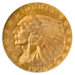 $5 INDIAN 1908-D NGC