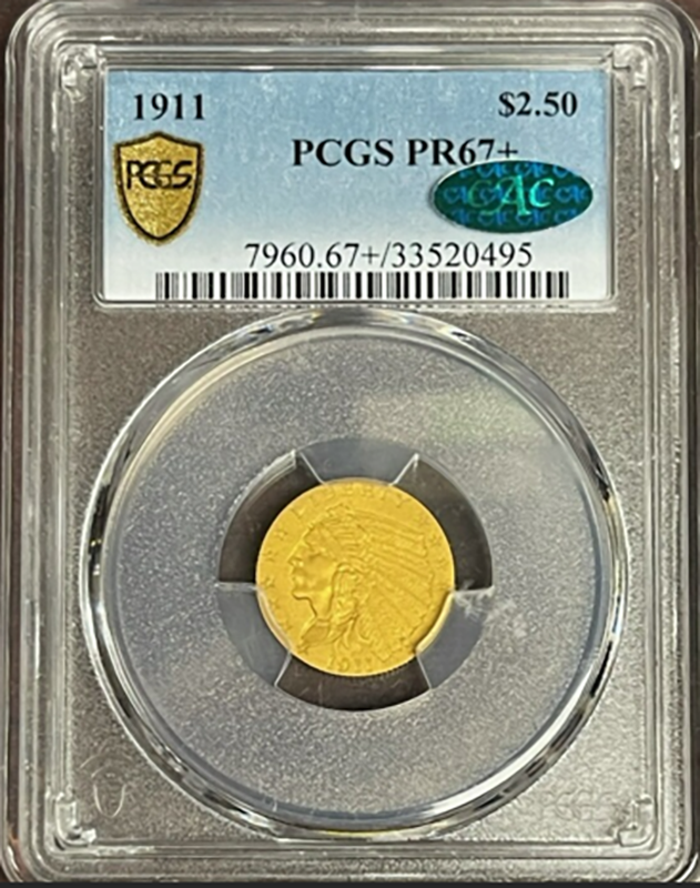 1911 $2.50 Indian PCGS PR67 CAC +