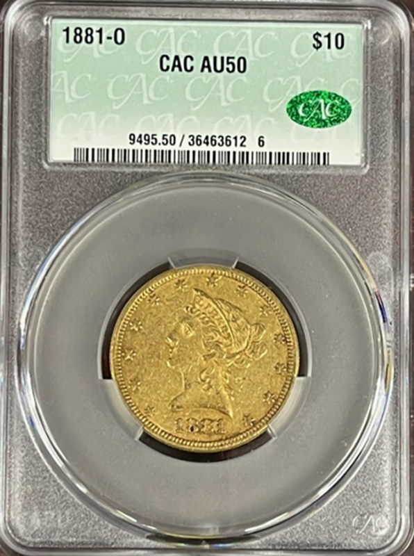 1881-O $10 Liberty CACG AU50