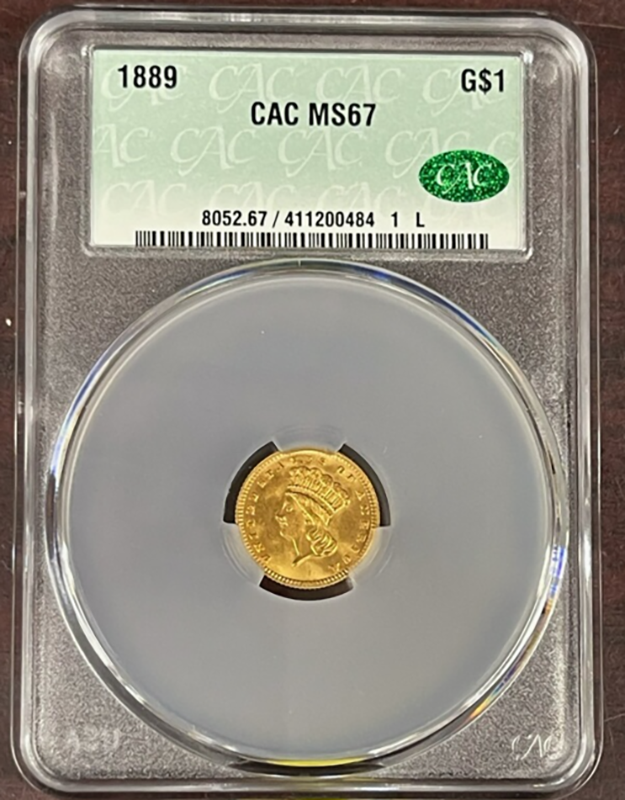 1889 $1 Gold CACG MS67
