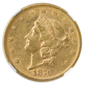 1876-S $20 Liberty NGC AU55