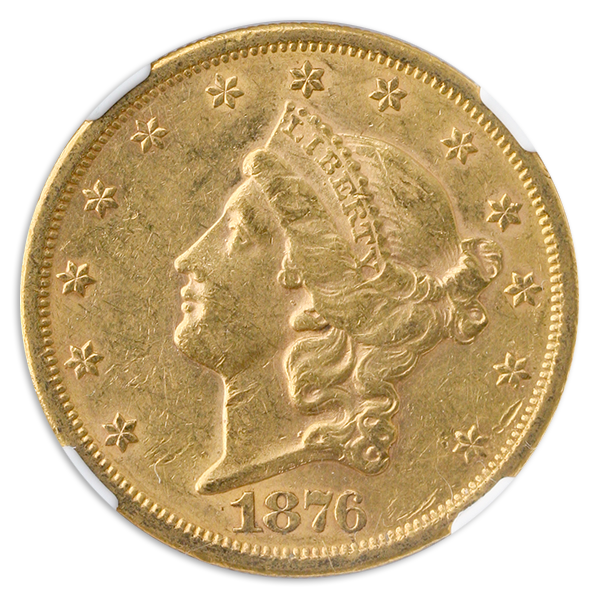 1876-S $20 Liberty NGC AU55