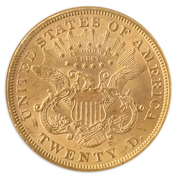 1873 $20 Liberty Open 3 Gold Coin NGC Mint State 61(MS61)