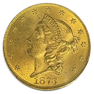1873 $20 Liberty Open 3 PCGS MS64 CAC