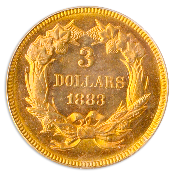 1883 $3 Indian Princess PCGS MS65