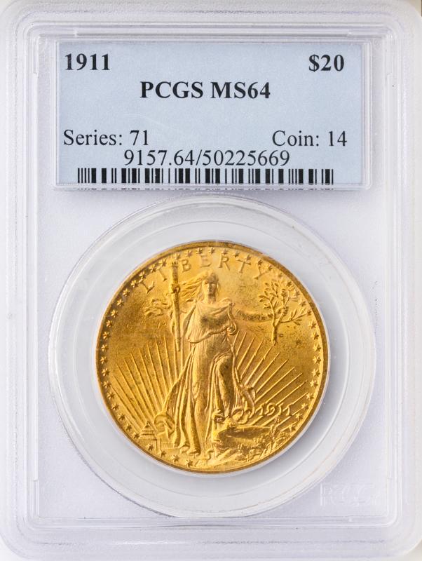 1911 $20 Saint Gaudens PCGS MS64