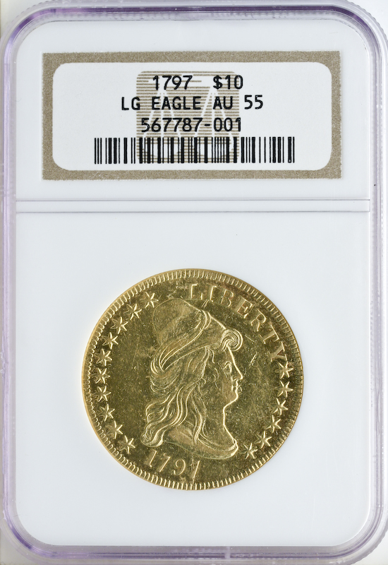 1797 $10 Draped Bust Large Eagle NGC AU55