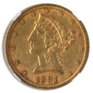 1891-CC $5 Liberty NGC AU58 CAC