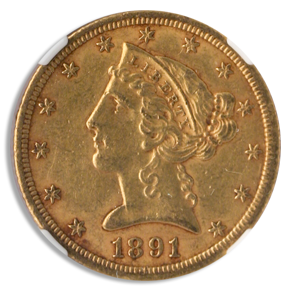 1891-CC $5 Liberty NGC AU58 CAC