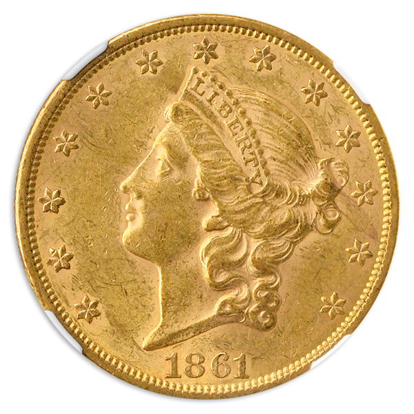 1861 $20 Liberty NGC AU58 CAC 1861 $20 Liberty NGC AU58 CAC