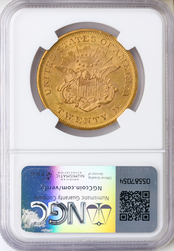 1861 $20 Liberty NGC AU58 CAC 1861 $20 Liberty NGC AU58 CAC