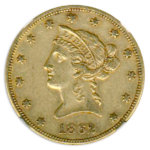 1862 $10 Liberty NGC AU55 CAC