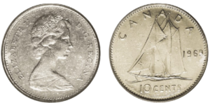 Elizabeth II 10 Cents 1969 Large Date
