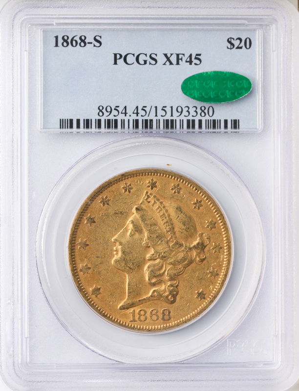 1868-S $20 Liberty PCGS XF45