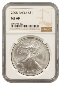 2008 1 oz Silver Eagle NGC MS69