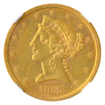 1865-S $5 Liberty NGC AU53