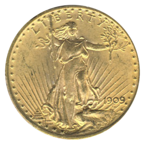 1909 $20 Saint Gaudens PCGS MS63 CAC