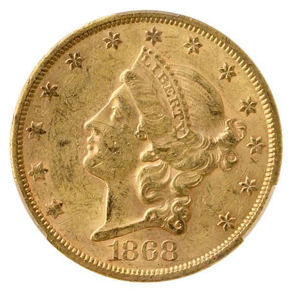 1868-S $20 Liberty CACG AU58