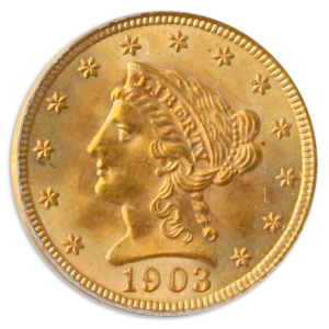 1903 $2 1/2 Liberty Gold Coin PCGS Mint State 67(MS67) CAC