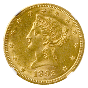 1892-CC $10 Liberty NGC AU58 CAC