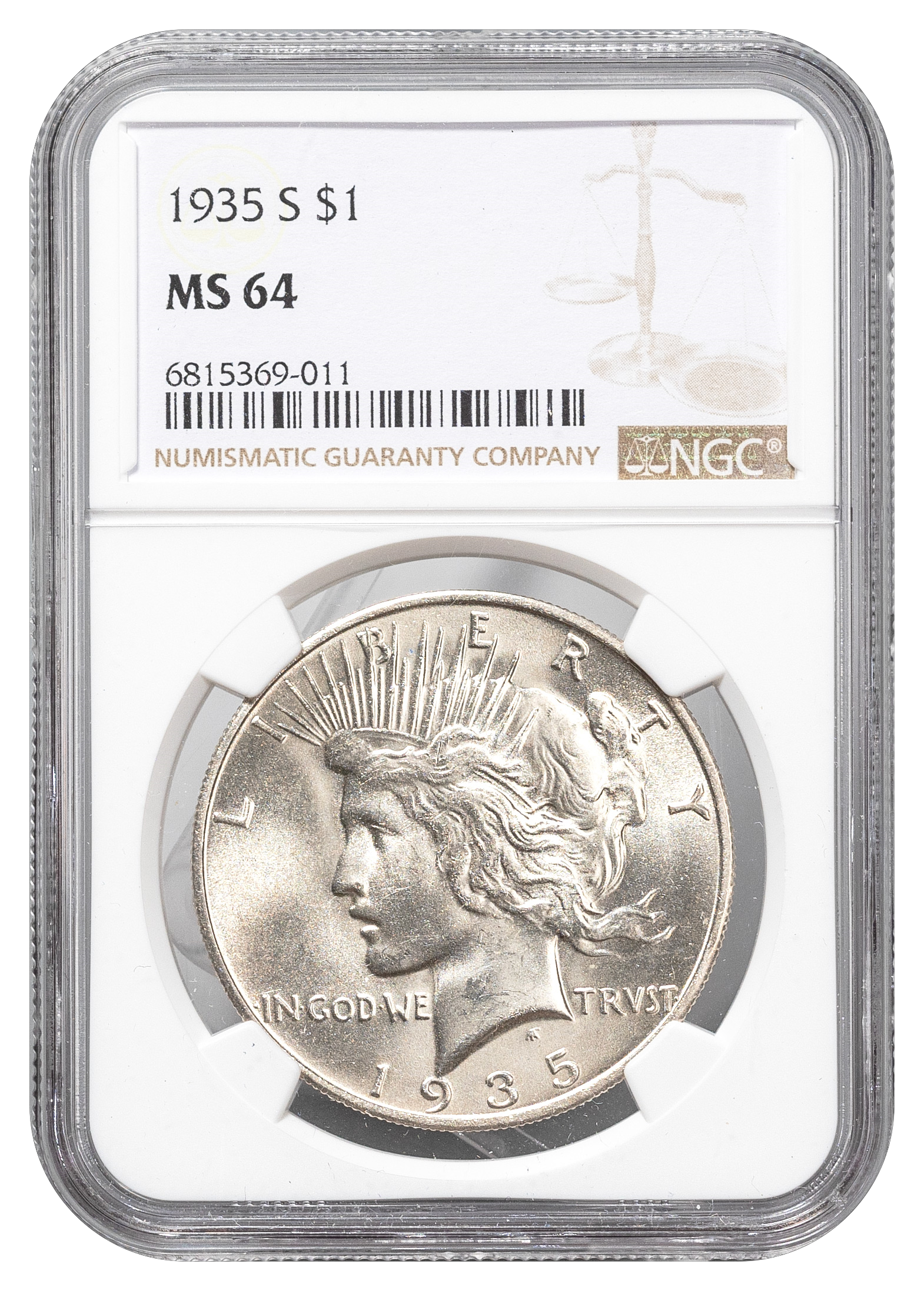 1935-S Peace $1 NGC MS64