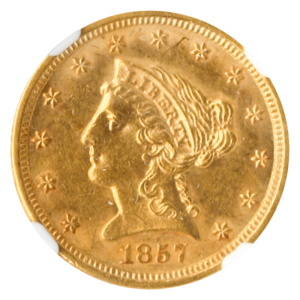 1857-S $2.50 Liberty NGC AU58 CAC