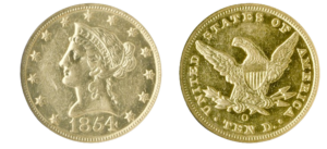1854-O $10 Liberty SS Republic Large Date NGC AU55 