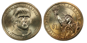 2007 $1 Missing Edge Lettering Thomas Jefferson 