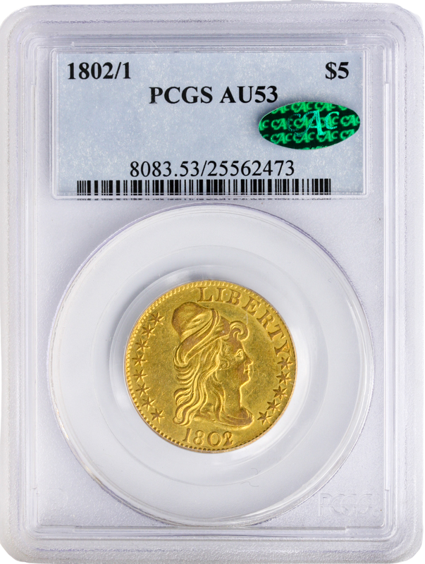 1802/1 $5 Draped Bust PCGS AU53 1802/1 $5 Draped Bust PCGS AU53