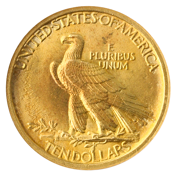 1907 No Motto $10 Indian Gold Coin NGC MS65 CAC