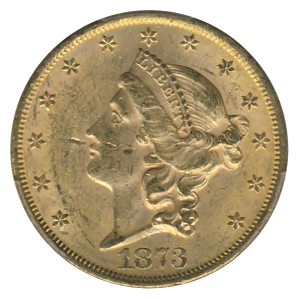 1873 $20 Liberty Open 3 PCGS MS61 CAC 1873 $20 Liberty Open 3 PCGS MS61 CAC