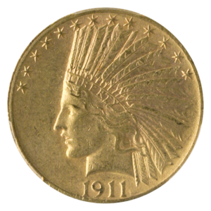 1911-D $10 Indian Gold Coin PCGS About Uncirculated 58(AU58) CAC