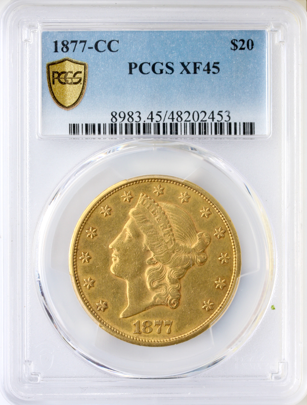 1877-CC $20 Liberty PCGS XF45