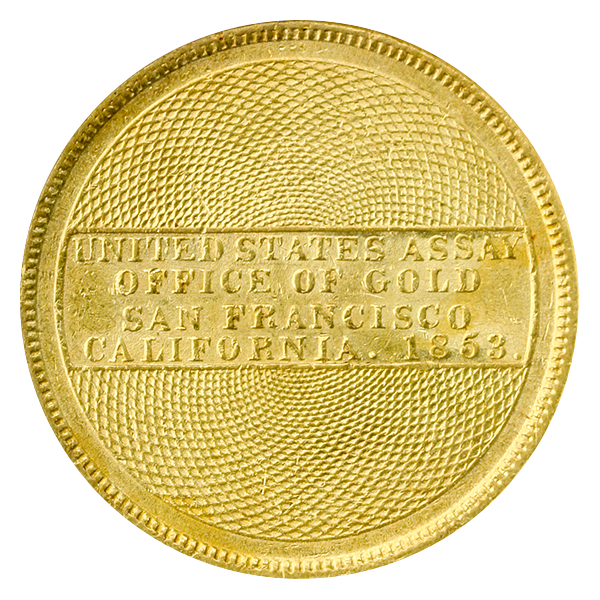 1853 $20 Assay 900 NGC MS62