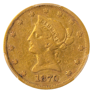 1870-CC $10 Liberty PCGS F12 CAC