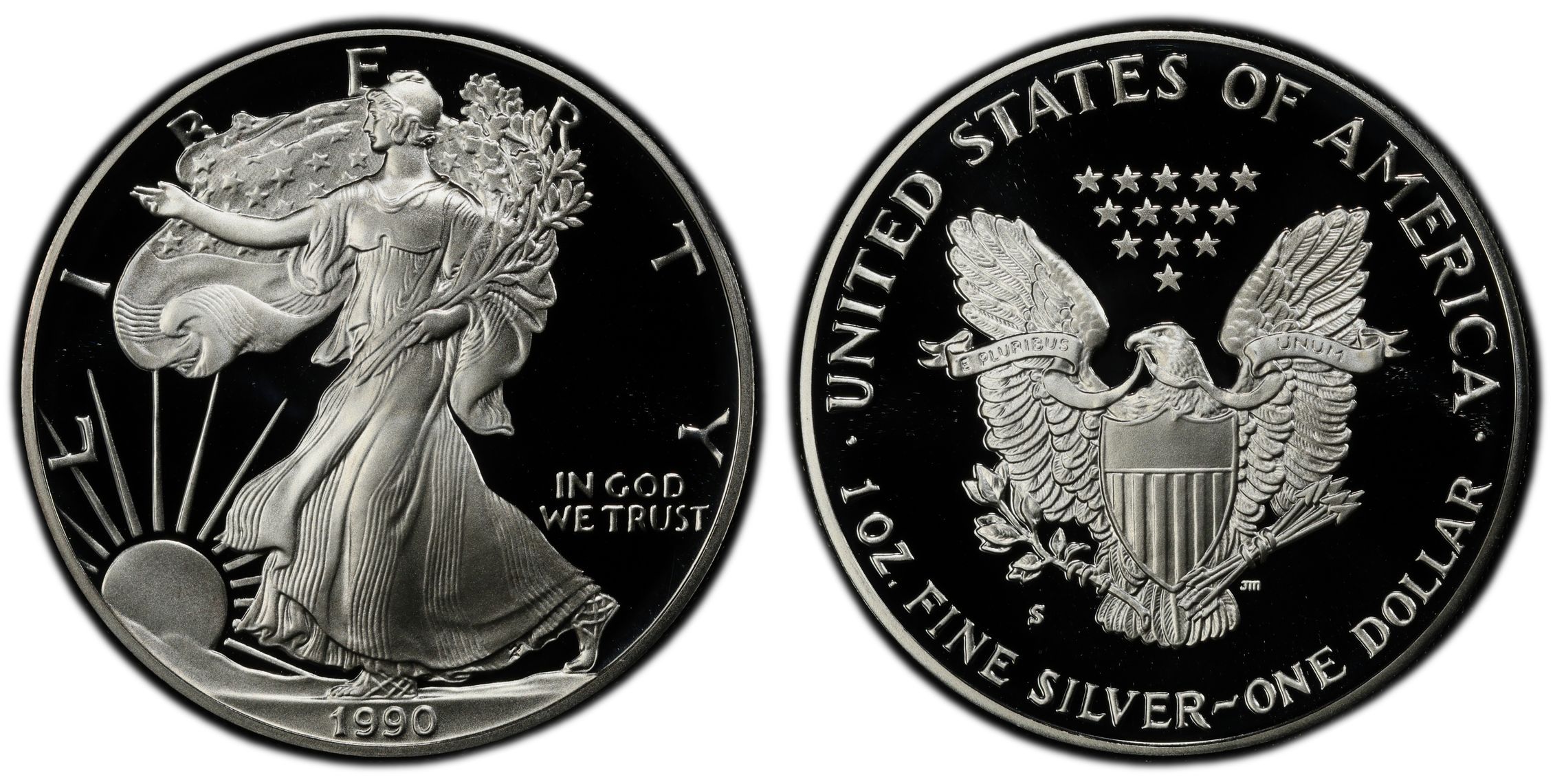1990-S 1 oz Silver Eagle PCGS PR69DCAM