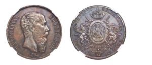 1 Peso Maximiliano I with Pattern Strike and Small Letters 