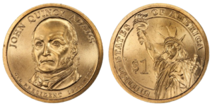 $1 Weak Edge Lettering John Quincy Adams, Pos. B