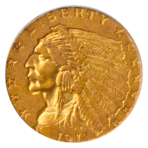 1911-D $2 1/2 Indian Gold Coin PCGS AU53 CAC